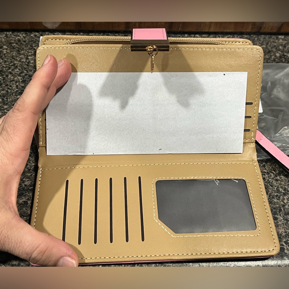 Pink Wallet with Gold Leaf Accents - Picture 4 of 9